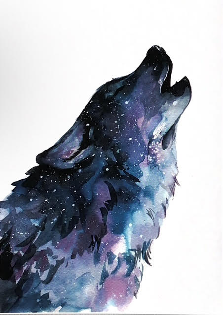 Watercolor Galaxy Wolf